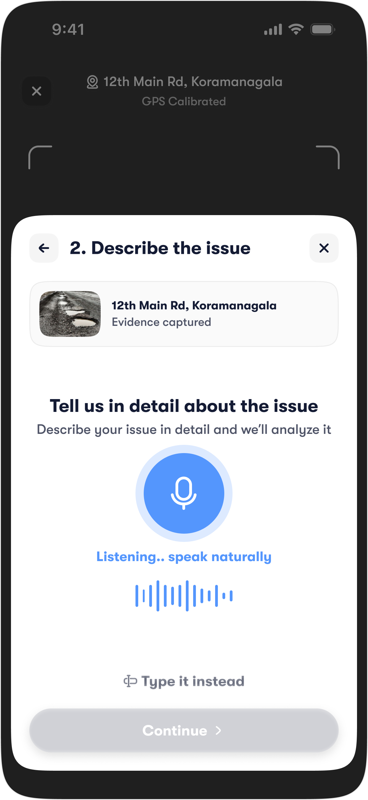 Civicc Voice Input — Listening Mode
