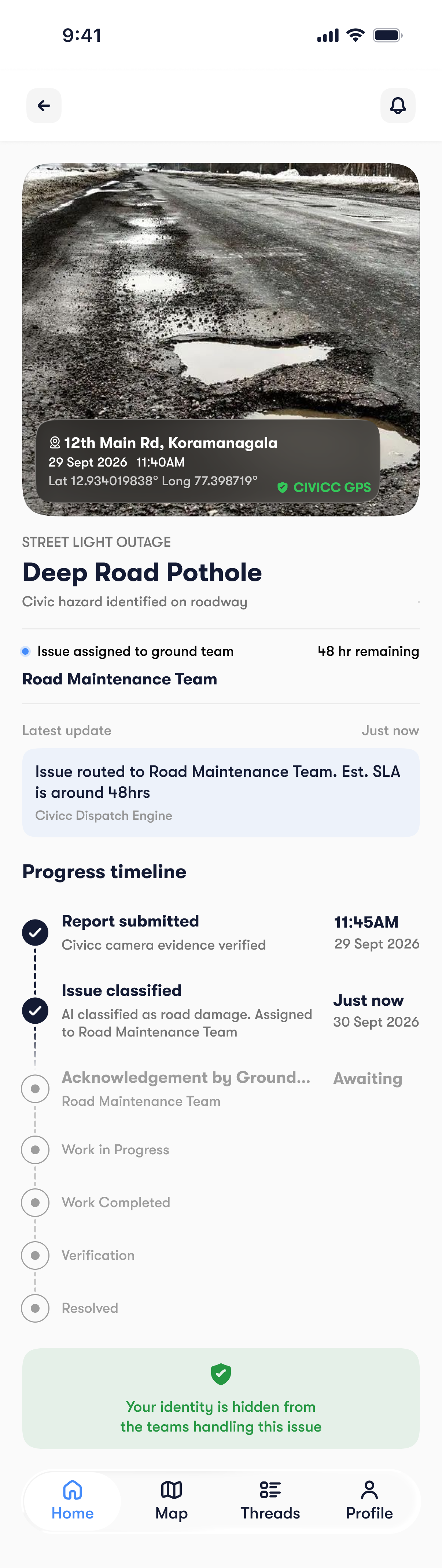 Civicc Living Thread Timeline & Real-Time Milestones